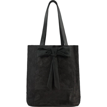 Black Hair On Hide Bow Leather Tote