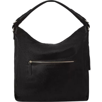 Black Calf Hair Leather Top Handle Grab Bag 