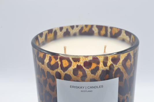 Eriskay Leopard Candle in Rocksalt & Driftwood